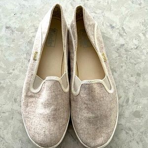 Tan Keds slip ons